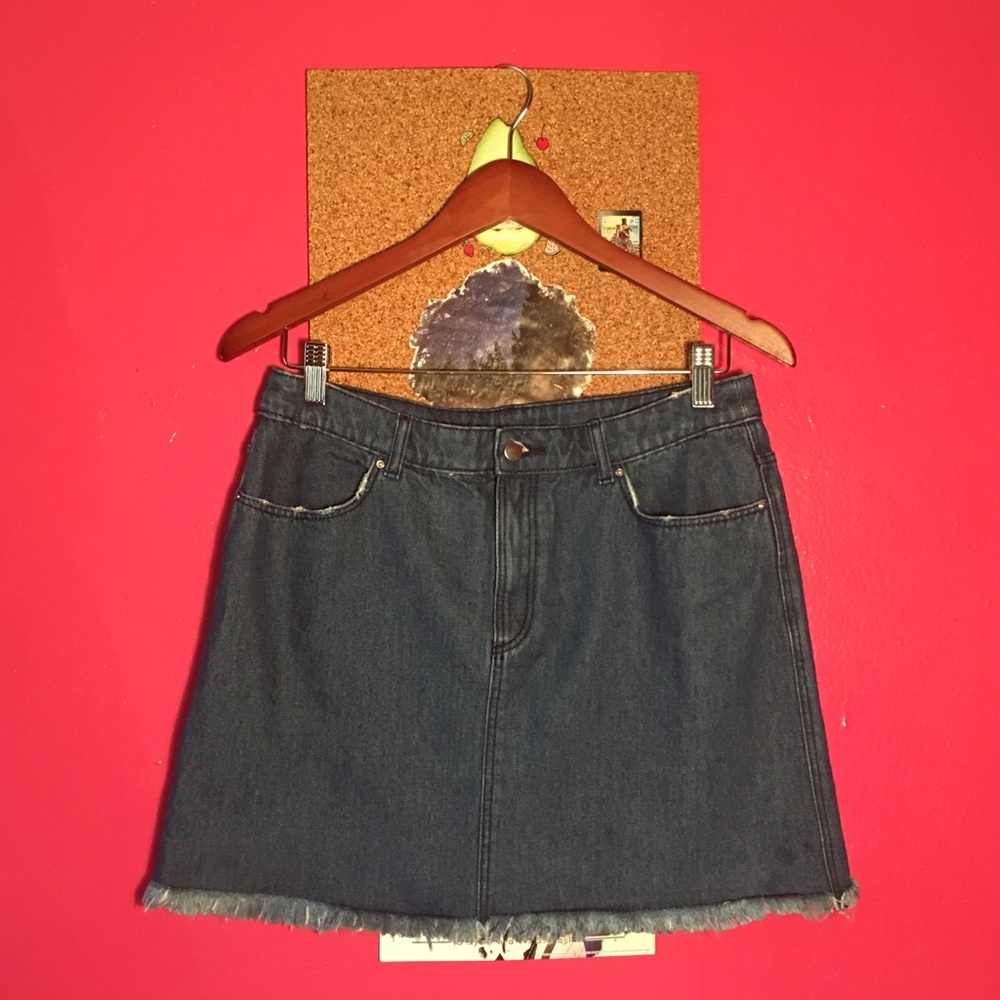 Distressed Denim Skirt